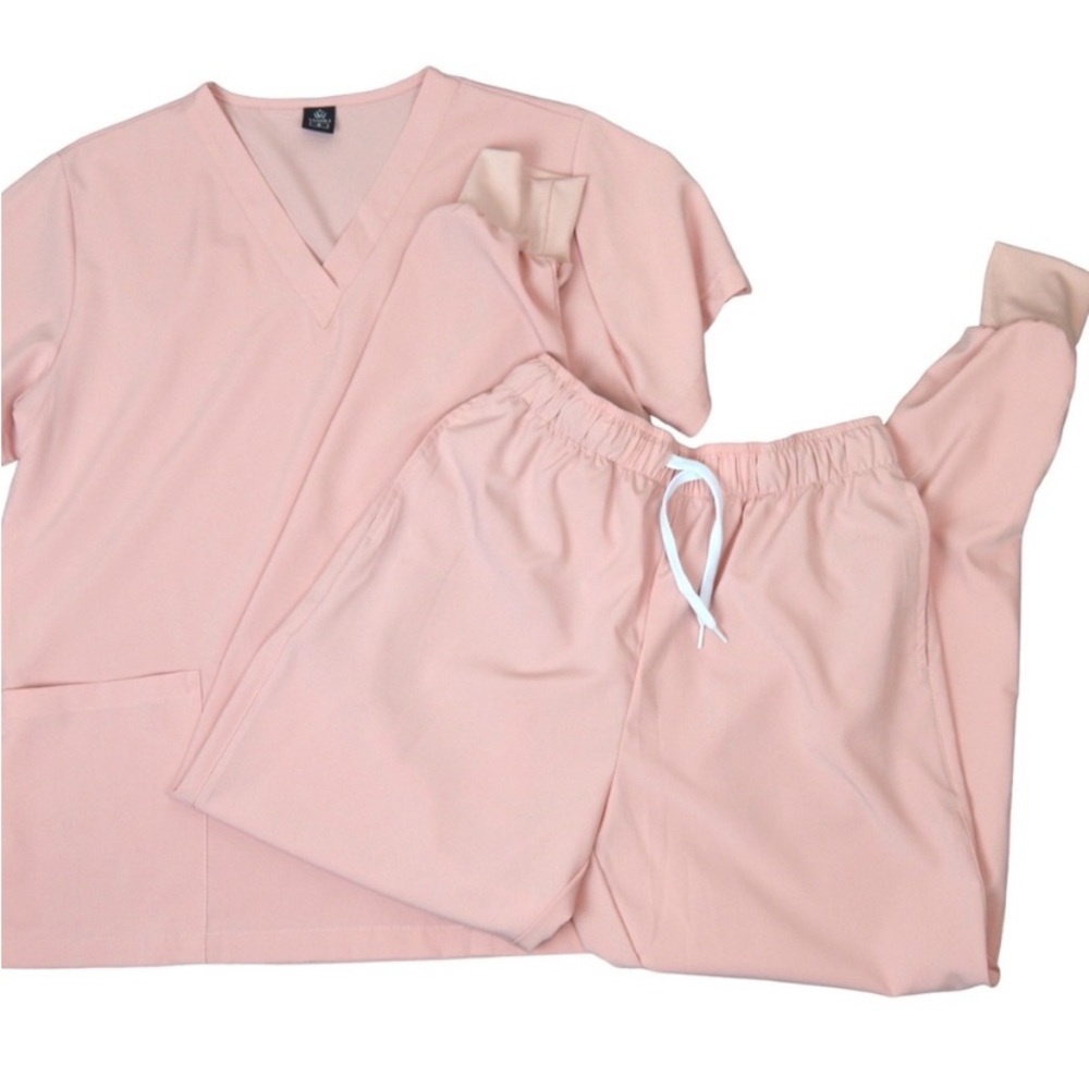 Light pink jogger scrub set